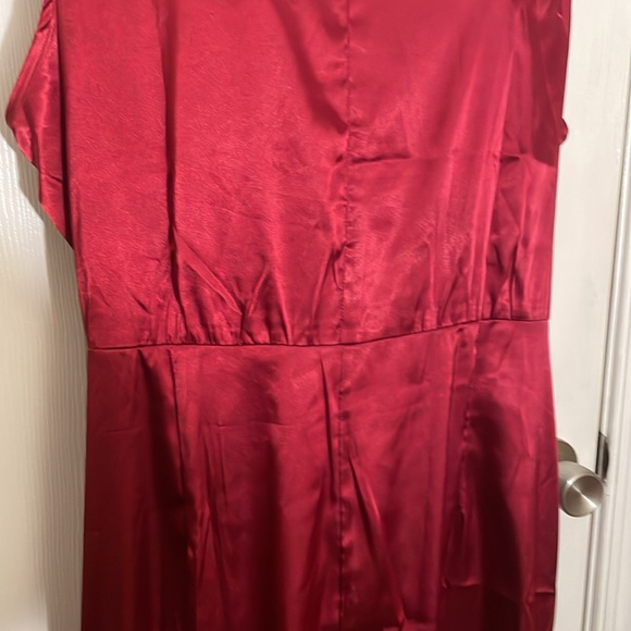 Grace Karin Red Burgundy Stretch Satin High Neck Sheath Dress 2X - Picture 10 of 11